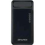 Powerbank AWEI P6K 20000 mAh, 2.1A, 2x USB-A, czarny