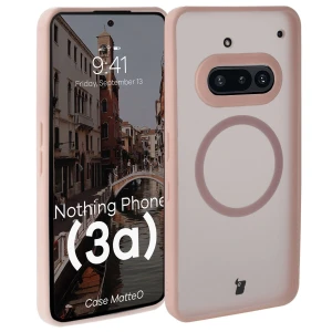 Etui z pierścieniem magnetycznym Bizon Case MatteO do Nothing Phone (3a), przydymione-różowe