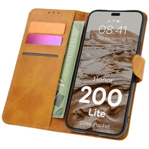 Etui z klapką Bizon Case Pocket do Honor 200 Lite, brązowe