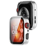 Etui ze szkłem do zegarka Bizon Case Watch Adamo do Huawei Watch Fit 4 Pro, satynowo srebrne