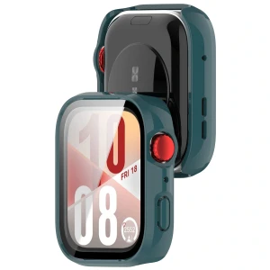 Etui ze szkłem do zegarka Bizon Case Watch Adamo do Huawei Watch Fit 4, zielone