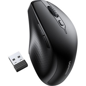 Bezprzewodowa mysz ergonomiczna, Ugreen MU101 Ergonomic Wireless Mouse, USB 2.4GHz, Bluetooth, czarna