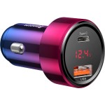 Ładowarka samochodowa Baseus  Magic Series 45W USB-C, USB-A, PD 3.0, QC 4.0, PPS, różowo-niebieska