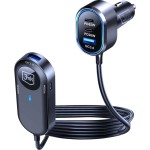 Ładowarka samochodowa, przedłużacz 1,5 m, 3mk Double Car Charger 135W, 4x USB-C PD / 2x USB-A QC, czarna