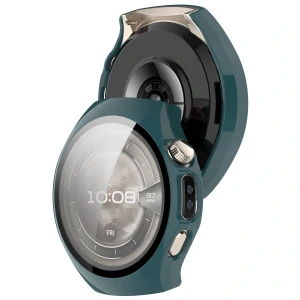 Etui ze szkłem do zegarka Bizon Case Watch Adamo do Huawei Watch 5 46 mm, zielone