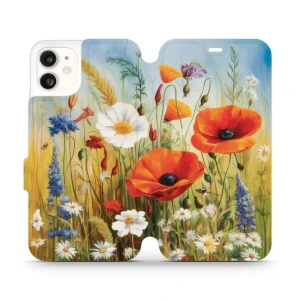 Etui z klapką do iPhone 11, Mobiwear Book, łąkowe kwiaty