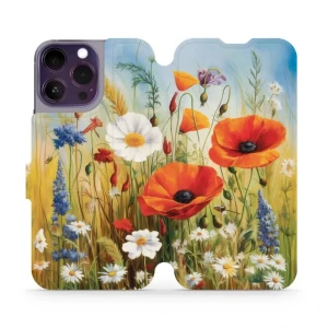 Etui z klapką do iPhone 14 Pro Max, Mobiwear Book, łąkowe kwiaty
