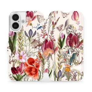 Etui z klapką do iPhone 16, Mobiwear Book, bukiet kwiatów
