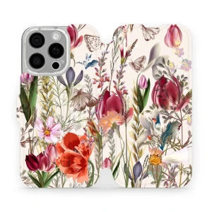 Etui z klapką do iPhone 16 Pro, Mobiwear Book, bukiet kwiatów