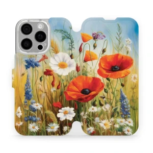 Etui z klapką do iPhone 16 Pro, Mobiwear Book, łąkowe kwiaty
