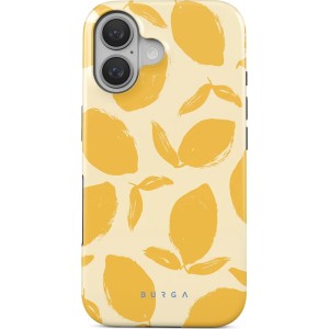 Etui Burga Lemon Tart Tough Magnetic do iPhone 16, żółte z cytrynowym wzorem