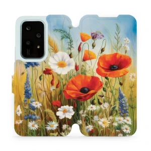 Etui z klapką do Honor 200 Lite, Mobiwear Book, łąkowe kwiaty