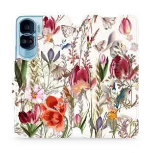 Etui z klapką do Honor 90 Lite, Mobiwear Book, bukiet kwiatów