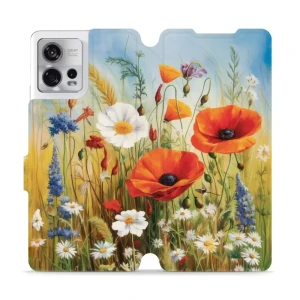 Etui z klapką do Motorola Edge 30 Fusion, Mobiwear Book, łąkowe kwiaty