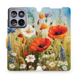 Etui z klapką do Motorola Edge 60 Fusion, Mobiwear Book, łąkowe kwiaty