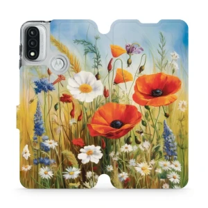 Etui z klapką do Motorola Moto E20, Mobiwear Book, łąkowe kwiaty