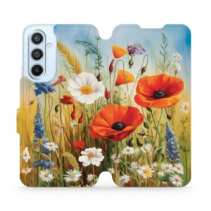 Etui z klapką do Galaxy A54 5G, Mobiwear Book, łąkowe kwiaty