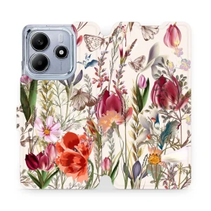 Etui z klapką do Xiaomi Redmi Note 14 5G, Mobiwear Book, bukiet kwiatów
