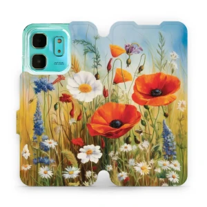 Etui z klapką do Infinix Hot 50i, Mobiwear Book, łąkowe kwiaty