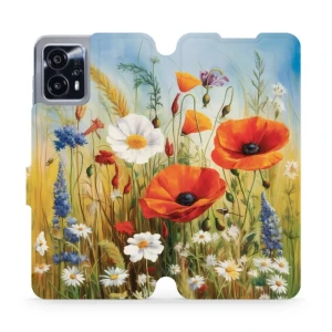 Etui z klapką do Motorola Moto G13, Mobiwear Book, łąkowe kwiaty