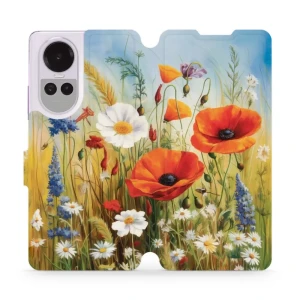 Etui z klapką do Oppo Reno10 Pro 5G, Mobiwear Book, łąkowe kwiaty