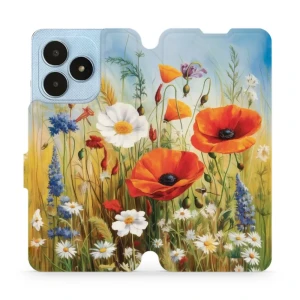 Etui z klapką do Realme Note 50, Mobiwear Book, łąkowe kwiaty