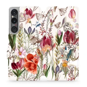 Etui z klapką do Sony Xperia 1 V, Mobiwear Book, bukiet kwiatów