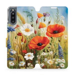 Etui z klapką do Sony Xperia 10 IV, Mobiwear Book, łąkowe kwiaty