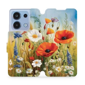 Etui z klapką do Xiaomi Redmi Note 13 4G, Mobiwear Book, łąkowe kwiaty