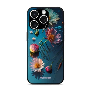 OUTLET: Etui ochronne do iPhone 15 Pro Max, Mobiwear Glossy Case, niebiesko-kwieciste