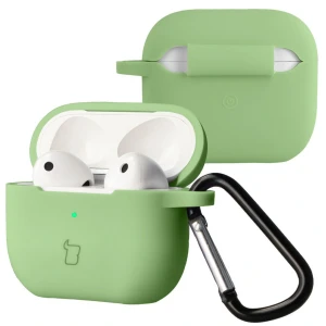 Silikonowe etui z karabińczykiem Bizon Case Headphone Silicone do Airpods 3, jasnozielone