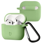 Silikonowe etui z karabińczykiem Bizon Case Headphone Silicone do AirPods 5 / 4, jasnozielone