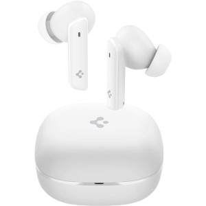 Bezprzewodowe słuchawki dokanałowe z aktywną redukcją szumów Spigen SA2402 ANC PRO, Bluetooth 5.2, białe