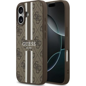 Etui Guess Hardcase 4G Printed Stripes do MagSafe do iPhone 17, brązowe