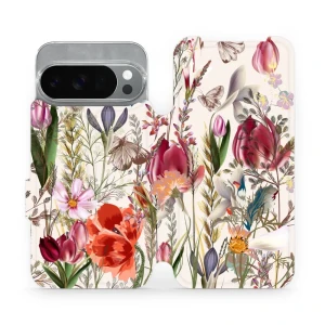 Etui z klapką do Google Pixel 10 Pro, Mobiwear Book, bukiet kwiatów