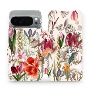 Etui z klapką do Google Pixel 10 Pro XL, Mobiwear Book, bukiet kwiatów