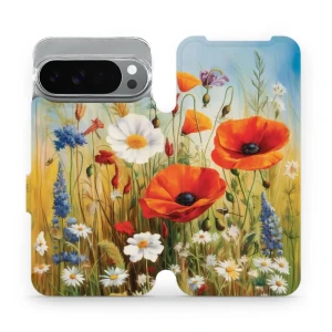 Etui z klapką do Google Pixel 10 Pro XL, Mobiwear Book, łąkowe kwiaty