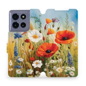 Etui z klapką do Motorola Moto G86 5G, Mobiwear Book, łąkowe kwiaty