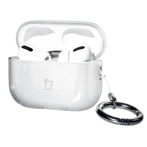 Elastyczne etui z karabińczykiem Bizon Case Headphone Clear do AirPods Pro 3, przeźroczysto-brokatowe