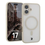 Etui z pierścieniem magnetycznym Bizon Case MatteO do iPhone 17, przydymione-beżowe