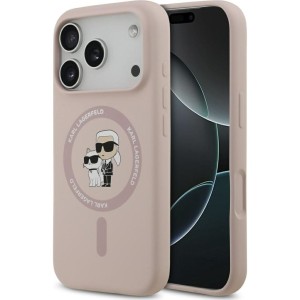 Etui Karl Lagerfeld Hardcase Silicone Karl & Choupette Body Ring do MagSafe do iPhone 17 Pro, różowe