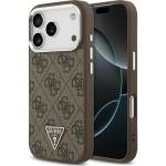 Etui Guess Hardcase Leather 4G Triangle Strass do iPhone 17 Pro Max, brązowe
