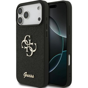 Etui Guess Fixed Glitter Big 4G do iPhone 17 Pro Max, czarno-brokatowe