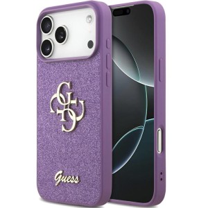 Etui Guess Fixed Glitter Big 4G do iPhone 17 Pro Max, fioletowo-brokatowe
