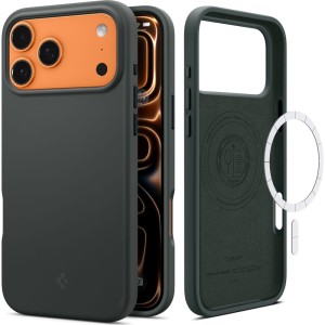 Etui Spigen Silicone Fit Mag do MagSafe do iPhone 17 Pro, zielone