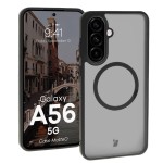 Etui z pierścieniem magnetycznym Bizon Case MatteO do Galaxy A56 5G, półprzezroczyste z czarną ramką