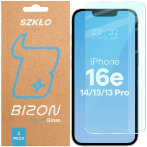 Szkło hartowane Bizon Glass Clear Duo do iPhone 16e / 14 / 13 Pro / 13, 2 sztuki