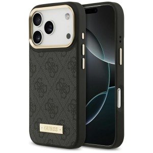 Etui Guess 4G Logo Plate do MagSafe do iPhone 17 Pro, czarne