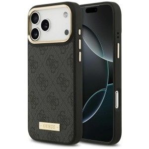 Etui Guess 4G Logo Plate do MagSafe do iPhone 17 Pro Max, czarne