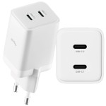 Ładowarka sieciowa GaN 2x USB-C PD, QC, 45W, Allity ATC-01-45WCC, biała